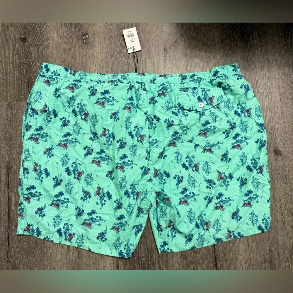 NWT Teal Tropical Print Swim Trunks Swimsuit   Size 3XLT Beach Vacation